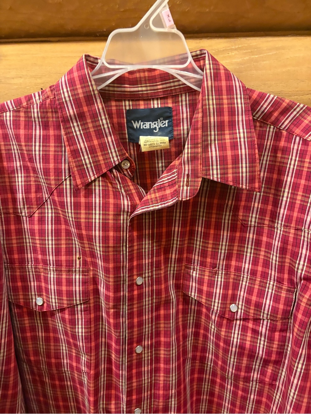 Vintage Wrangler Red Plaid Western-Style Button-Up Shirt